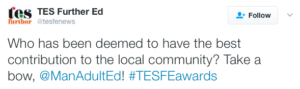 Twitter Screenshot TESFE Awards